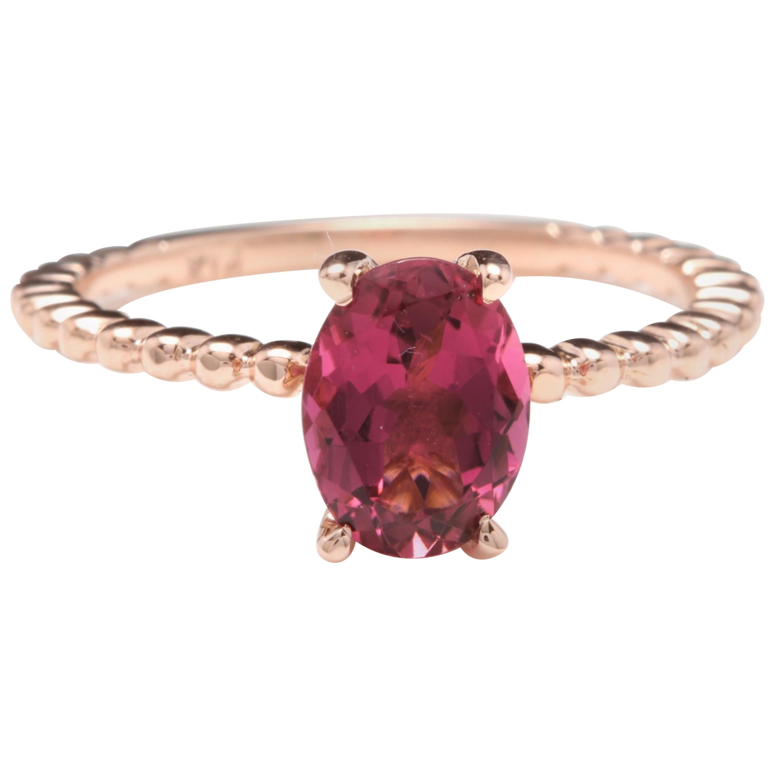 1.40 Carat Exquisite Natural Tourmaline 14 Karat Solid Rose Gold Ring For Sale