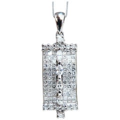 1.40 Carat Invisible Set Diamonds Arch Necklace 14 Karat