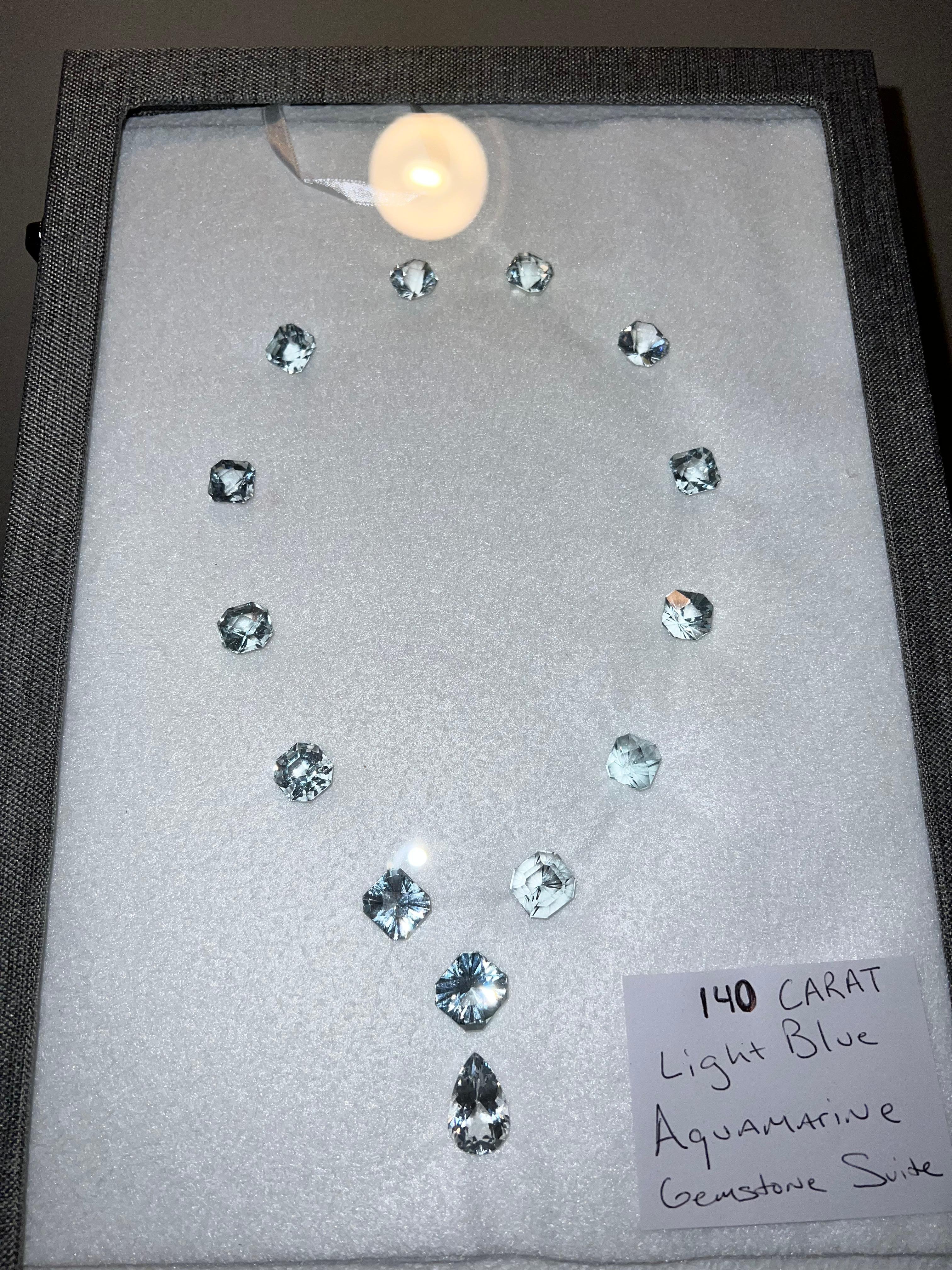140 Carat Light Ice Blue Beryl Aquamarine Gemstone Suite for Making a Necklace 3