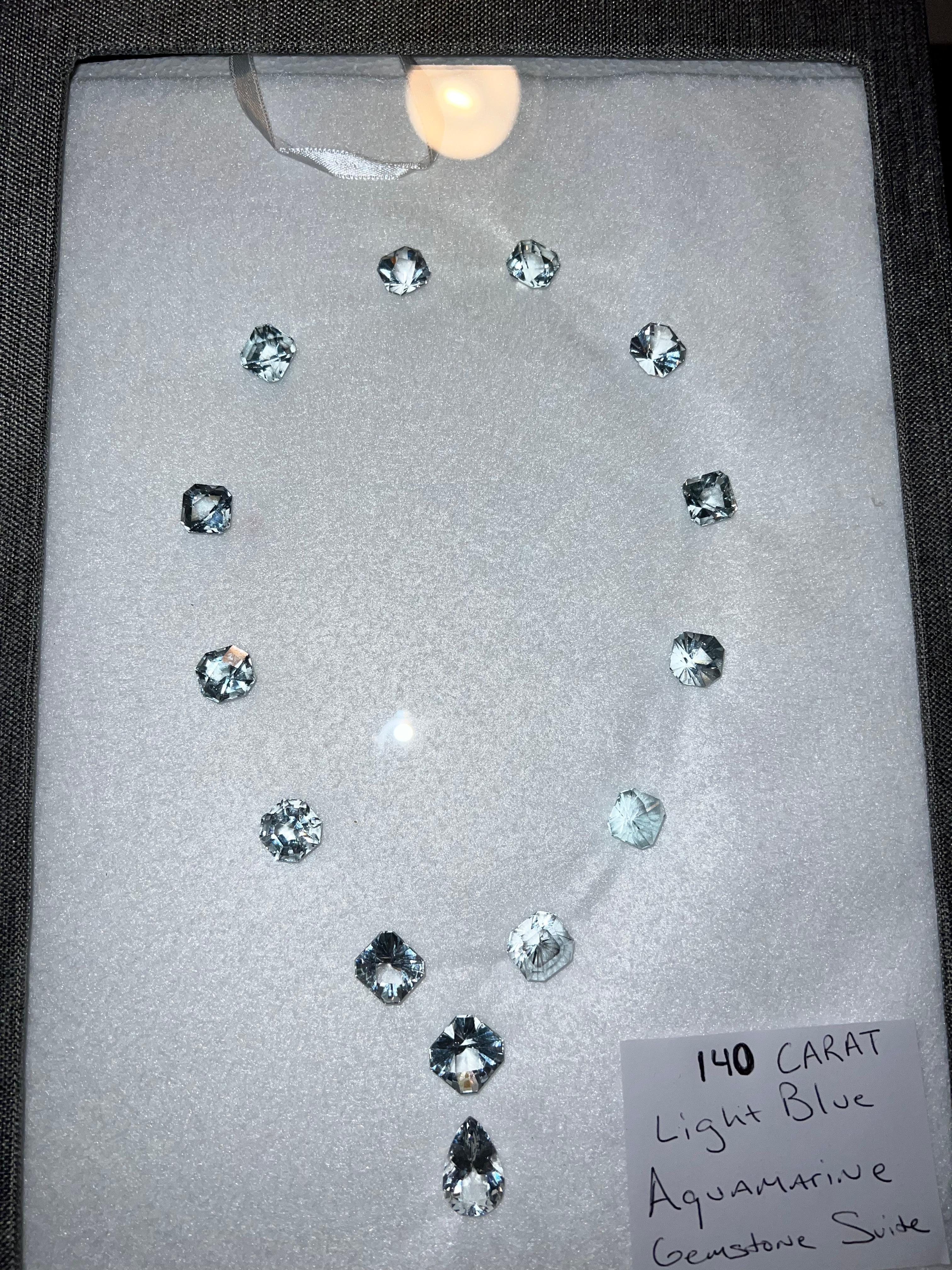 Women's or Men's 140 Carat Light Ice Blue Beryl Aquamarine Gemstone Suite for Making a Necklace