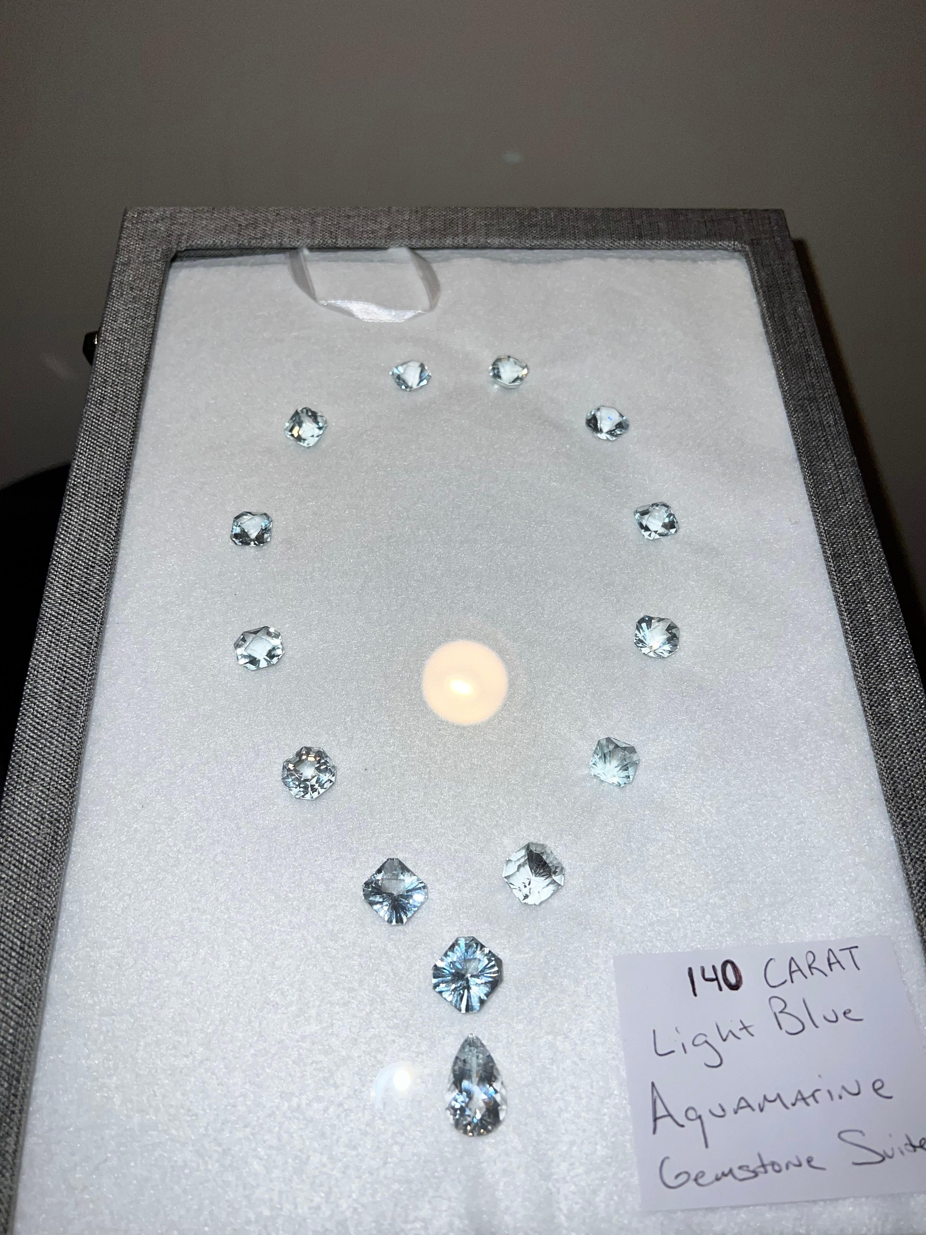 140 Carat Light Ice Blue Beryl Aquamarine Gemstone Suite for Making a Necklace 1