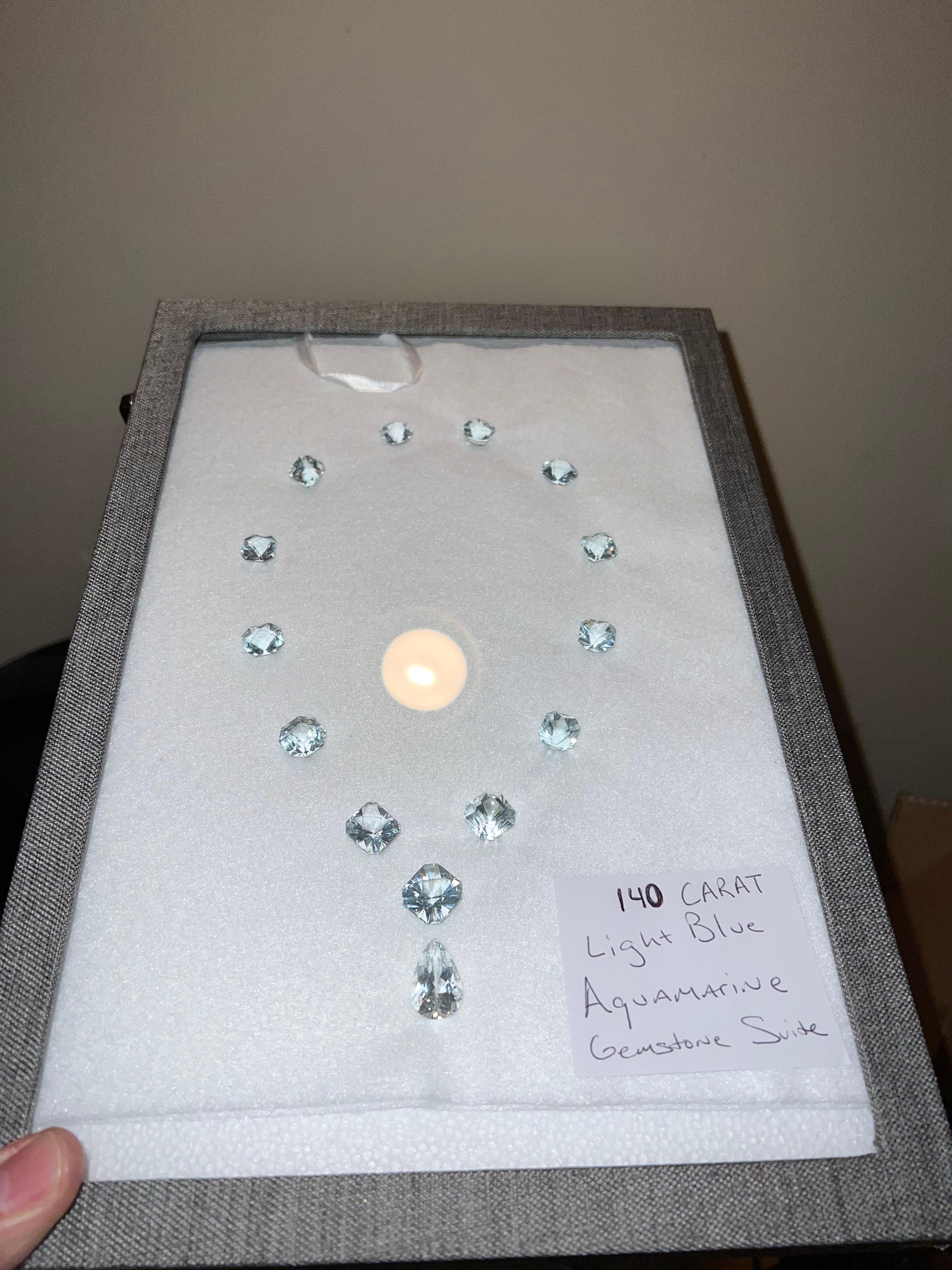 140 Carat Light Ice Blue Beryl Aquamarine Gemstone Suite for Making a Necklace 2
