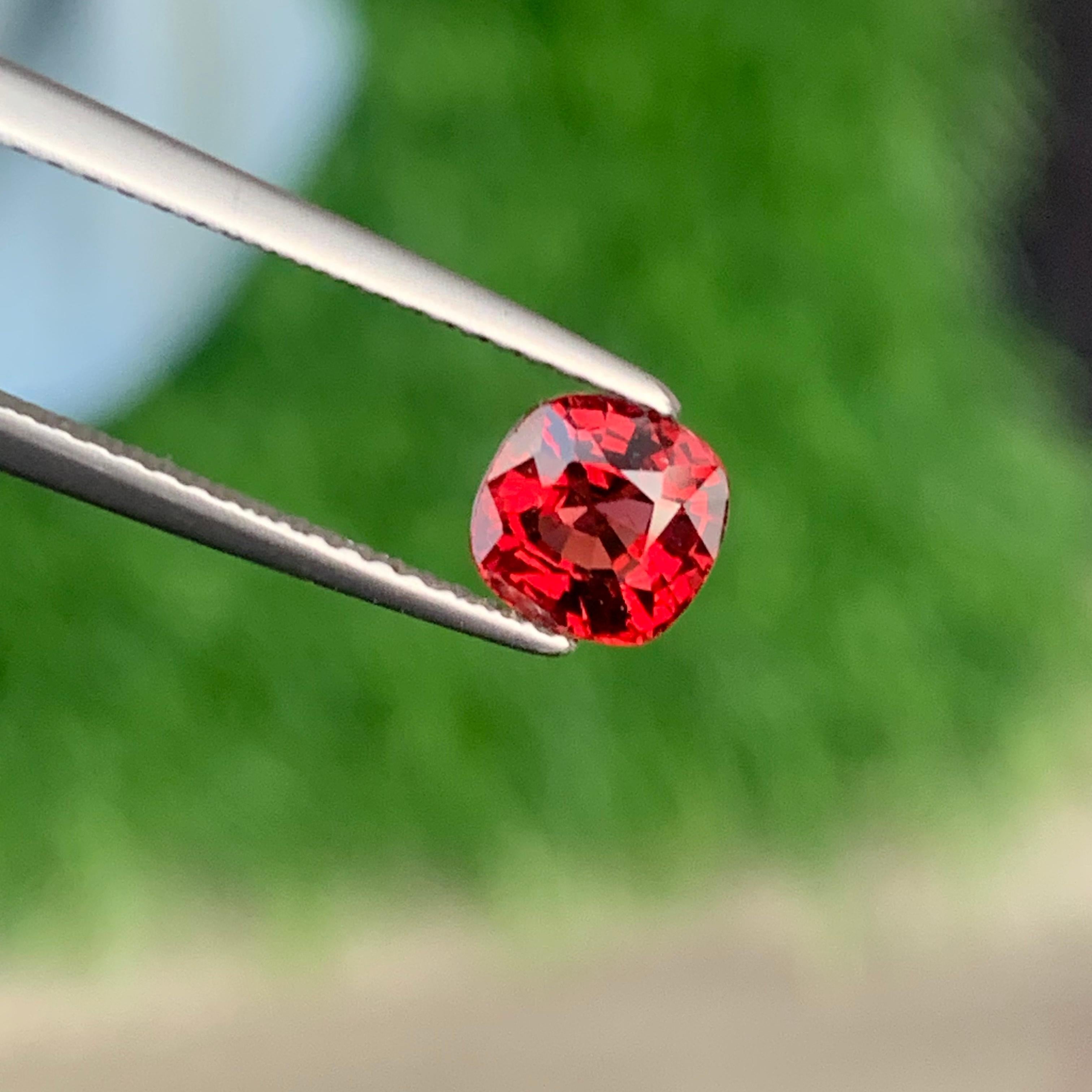 1.40 Carat Loose Burmese Red Spinel  Faceted Red Spinel from Myanmar For Sale 1