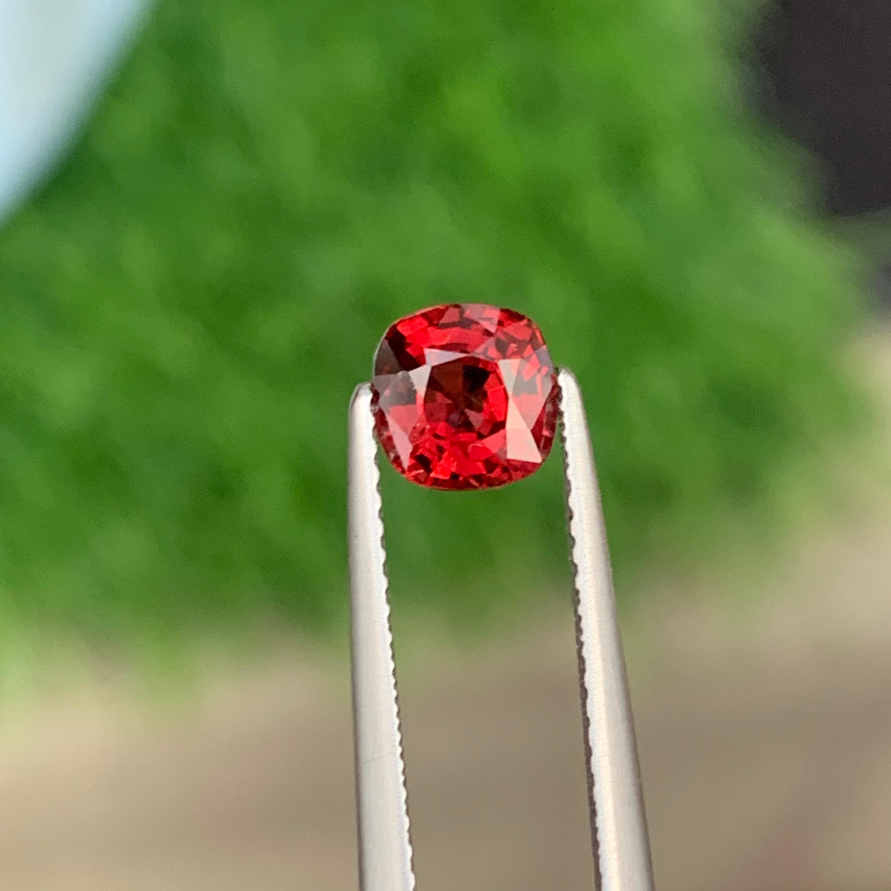 Cushion Cut 1.40 Carat Loose Burmese Red Spinel  Faceted Red Spinel from Myanmar For Sale