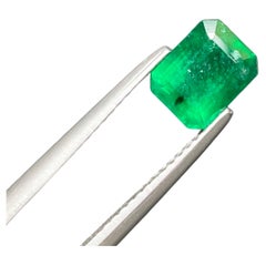 1.40 Carat Loose Vivid Green Emerald Stone Emerald Cut Gem From Swat Pakistan