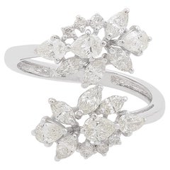 1,40 Karat Marquise Birnen- und runder Diamant-Wickelring aus 18 Karat Weißgold Schmuck