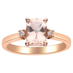 1.40 Carat Morganite Cushion Cut and Diamond 10K Rose Gold Engagement Ring