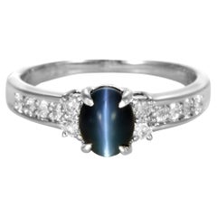 1.40 Carat Natural Alexandrite Cat's Eye and Diamond Ring Made in Platinum
