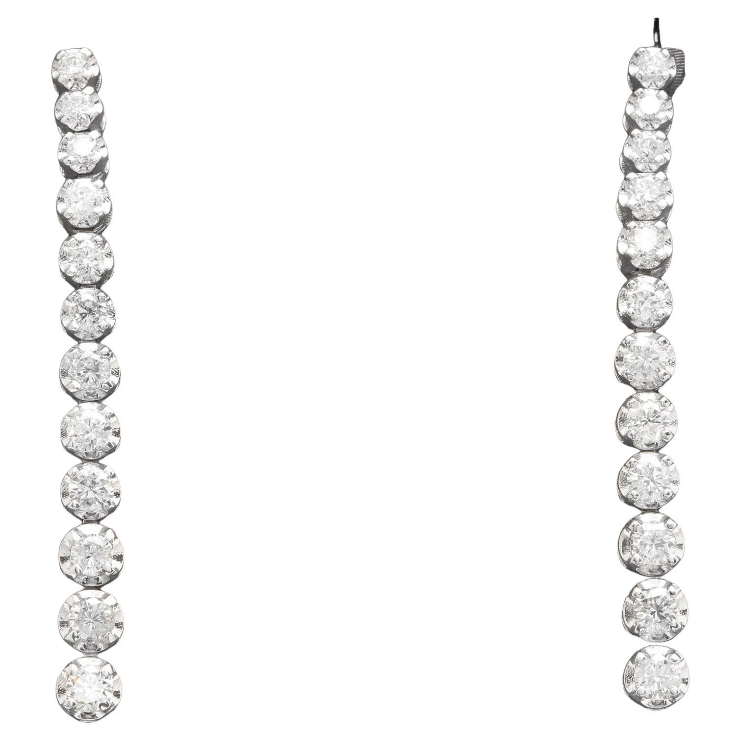 Boucles d'oreilles en or blanc massif 14 carats avec diamants naturels de 1,40 carat