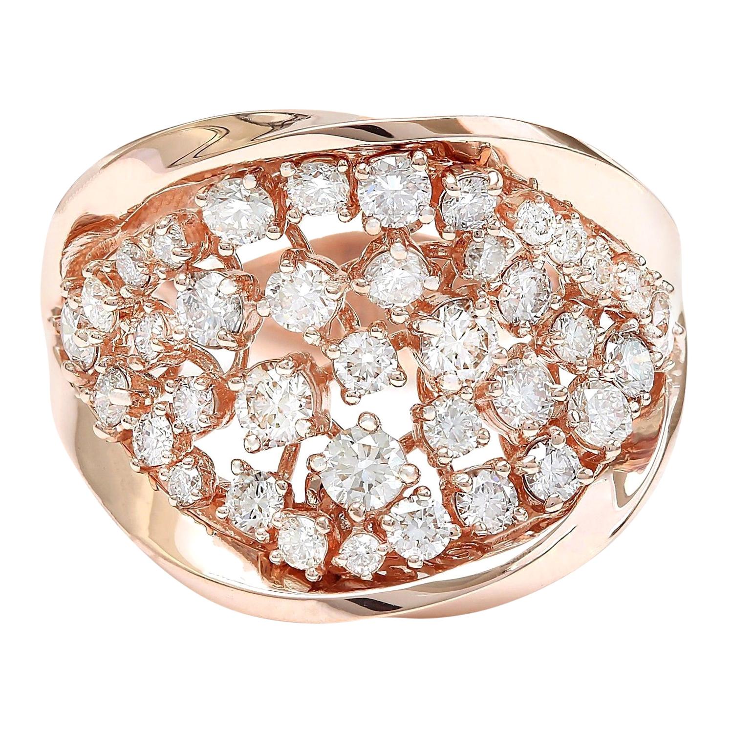 Natural Diamond 14 Karat Solid Rose Gold Ring For Sale