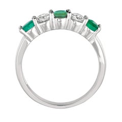 1.40 Carat Natural Diamond and Emerald Ring Band 14 Karat White Gold