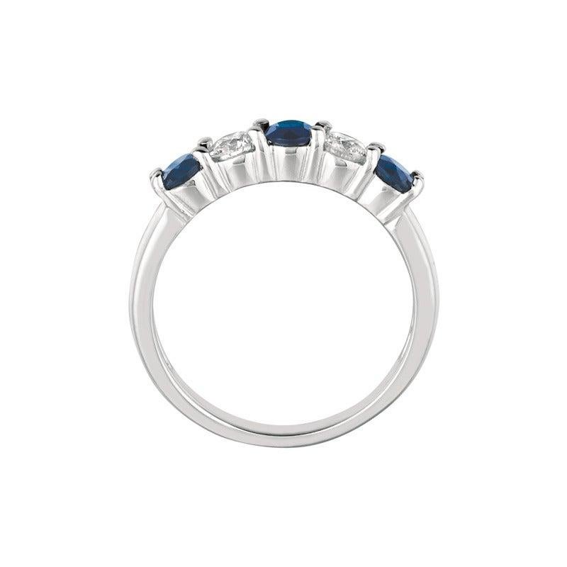 For Sale:  1.40 Carat Natural Diamond and Sapphire Ring Band 14 Karat White Gold 2