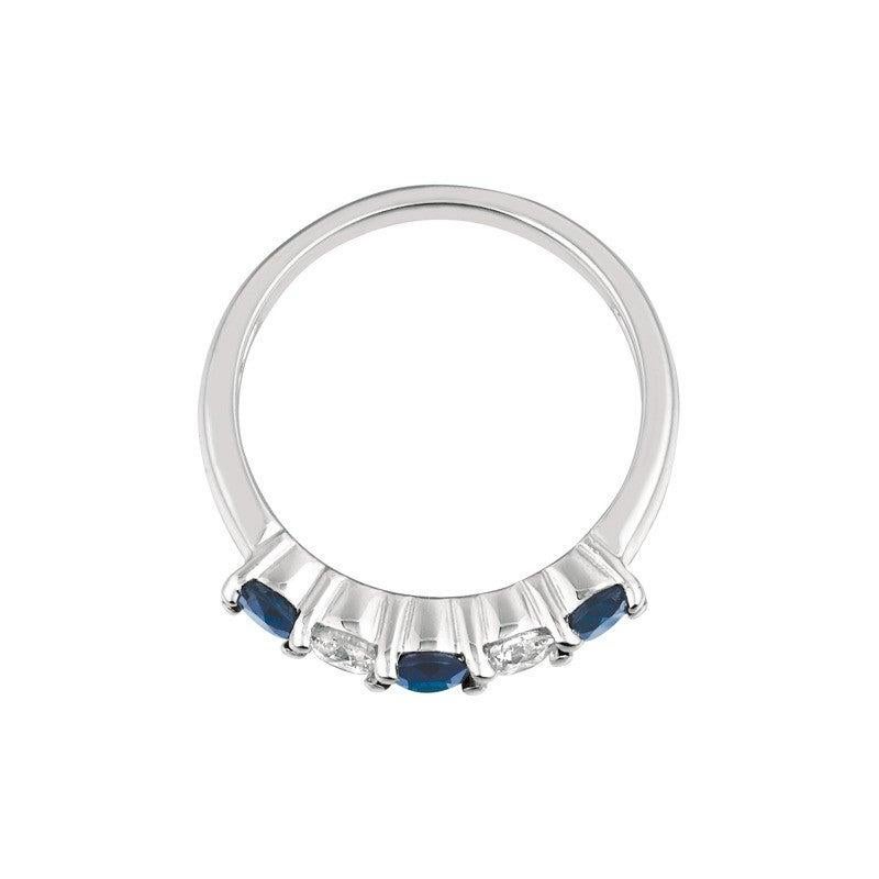 For Sale:  1.40 Carat Natural Diamond and Sapphire Ring Band 14 Karat White Gold 3