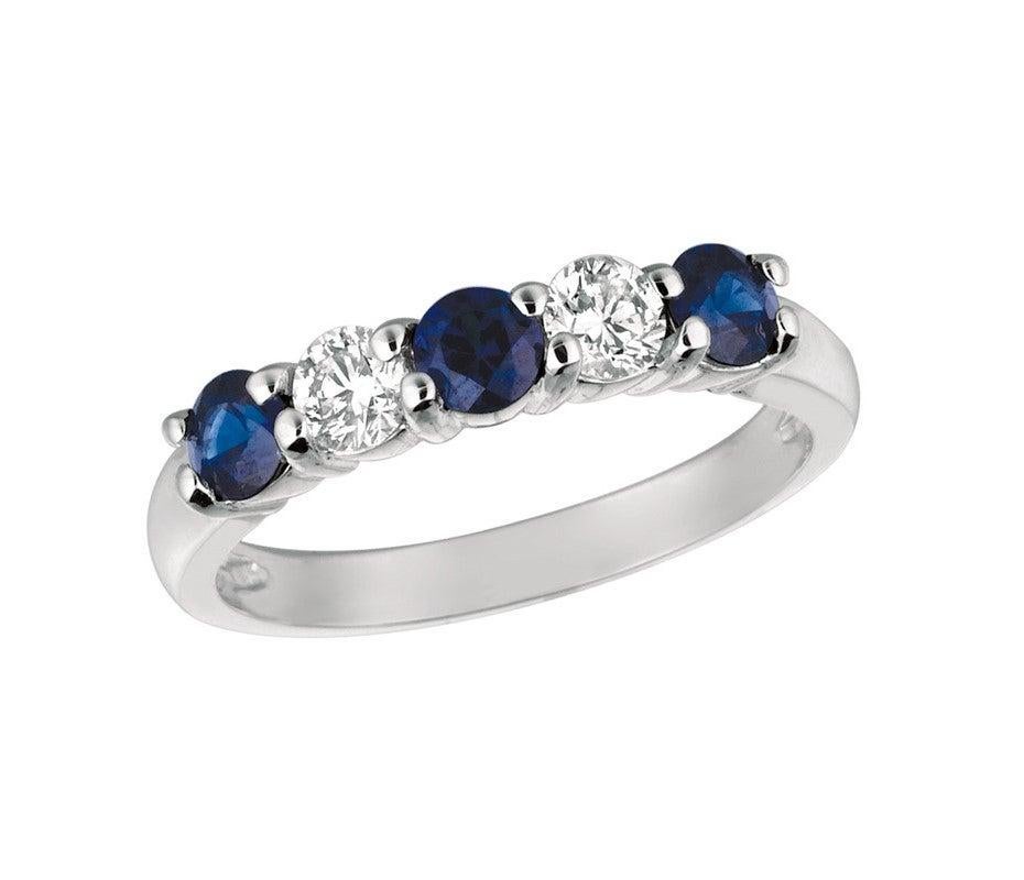 For Sale:  1.40 Carat Natural Diamond and Sapphire Ring Band 14 Karat White Gold 4