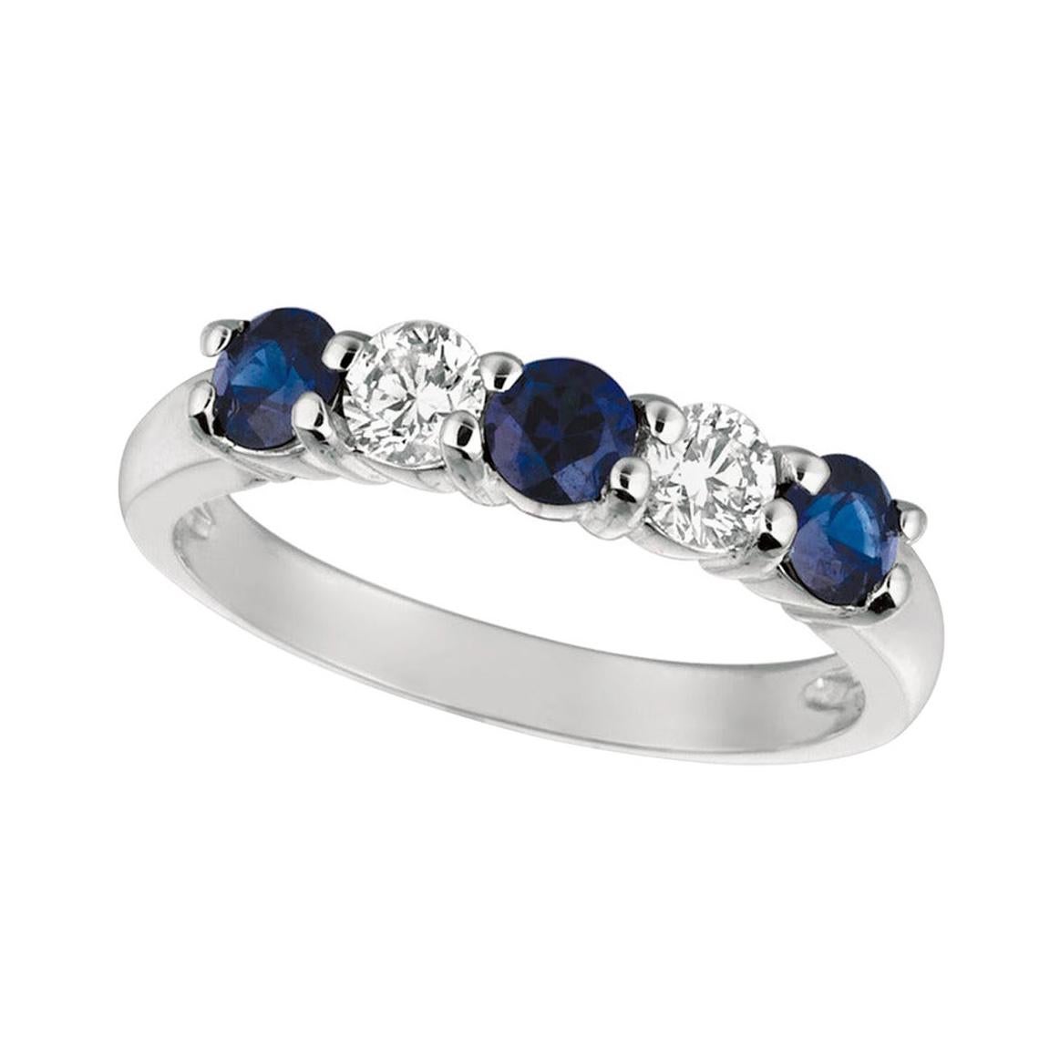 For Sale:  1.40 Carat Natural Diamond and Sapphire Ring Band 14 Karat White Gold