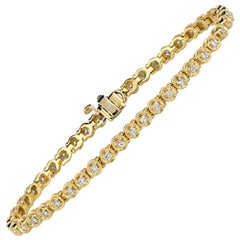 Bracciale tennis con lunetta di diamanti naturali da 1,40 carati G SI Oro giallo 14 carati