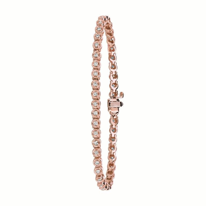 1.40 Carat Natural Diamond Bezel Tennis Bracelet G SI 14K Rose Gold

100% Natural Diamonds, Not Enhanced in any way Round Cut Diamond Bracelet
1.40CT
G-H
SI
14K Rose Gold, Bezel and Pave Style, 11.70 grams
7 inches in length, 1/8 inch in width
44