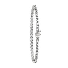 Bracciale tennis con lunetta di diamanti naturali da 1,40 carati G SI Oro bianco 14 carati