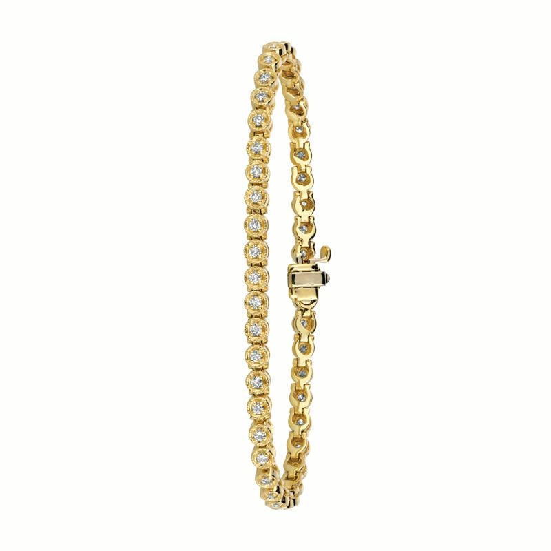 1.40 Carat Natural Diamond Bezel Tennis Bracelet G SI 14K Yellow Gold

100% Natural Diamonds, Not Enhanced in any way Round Cut Diamond Bracelet
1.40CT
G-H
SI
14K Yellow Gold, Bezel and Pave Style, 11.70 grams
7 inches in length, 1/8 inch in