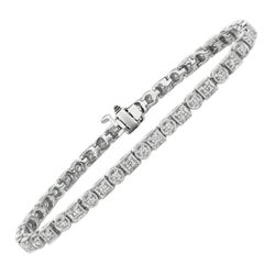 Bracelet en or blanc 14 carats avec diamants naturels de 1,40 carat G SI