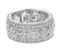 1.40 Carat Natural Diamond Eternity Byzantine Band Ring G SI 14 Karat White Gold
