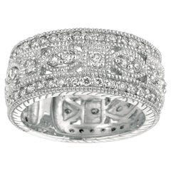 1.40 Carat Natural Diamond Eternity Byzantine Band Ring G SI 14 Karat White Gold