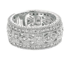 1.40 Carat Natural Diamond Eternity Byzantine Band Ring G SI 14 Karat White Gold