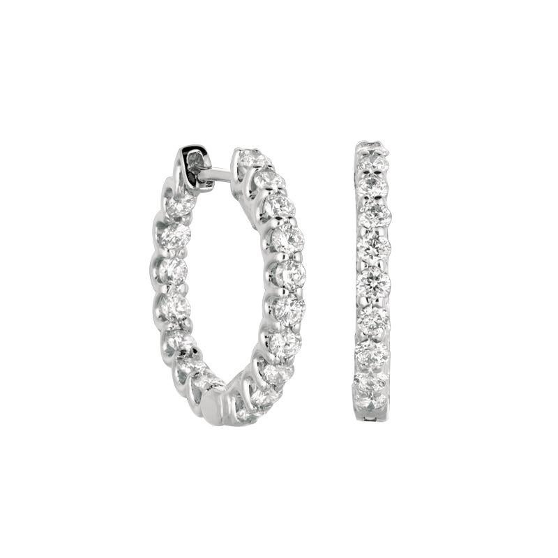 1.40 Carat Natural Diamond Hoop Earrings G SI 14K White Gold

100% Natural, Not Enhanced in any way Round Cut Diamond Earrings
1.40CT
G-H 
SI  
14K White Gold  3.7 grams, U Prong style 
11/16 inch in height, 1/16 inch in width
34 diamonds 

ALL OUR