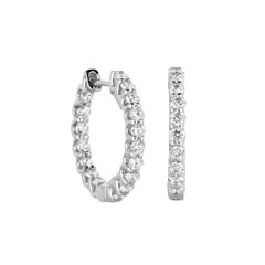 Pendientes de aro de diamante natural de 1,40 quilates G SI Oro blanco de 14 quilates
