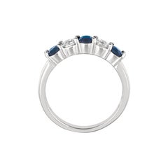 1.40 Carat Natural Diamond and Sapphire Ring Band 14 Karat White Gold