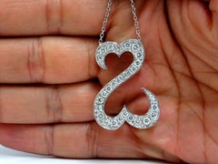 1.40 Carat Natural Diamonds Double Heart Pendant 14 Karat*