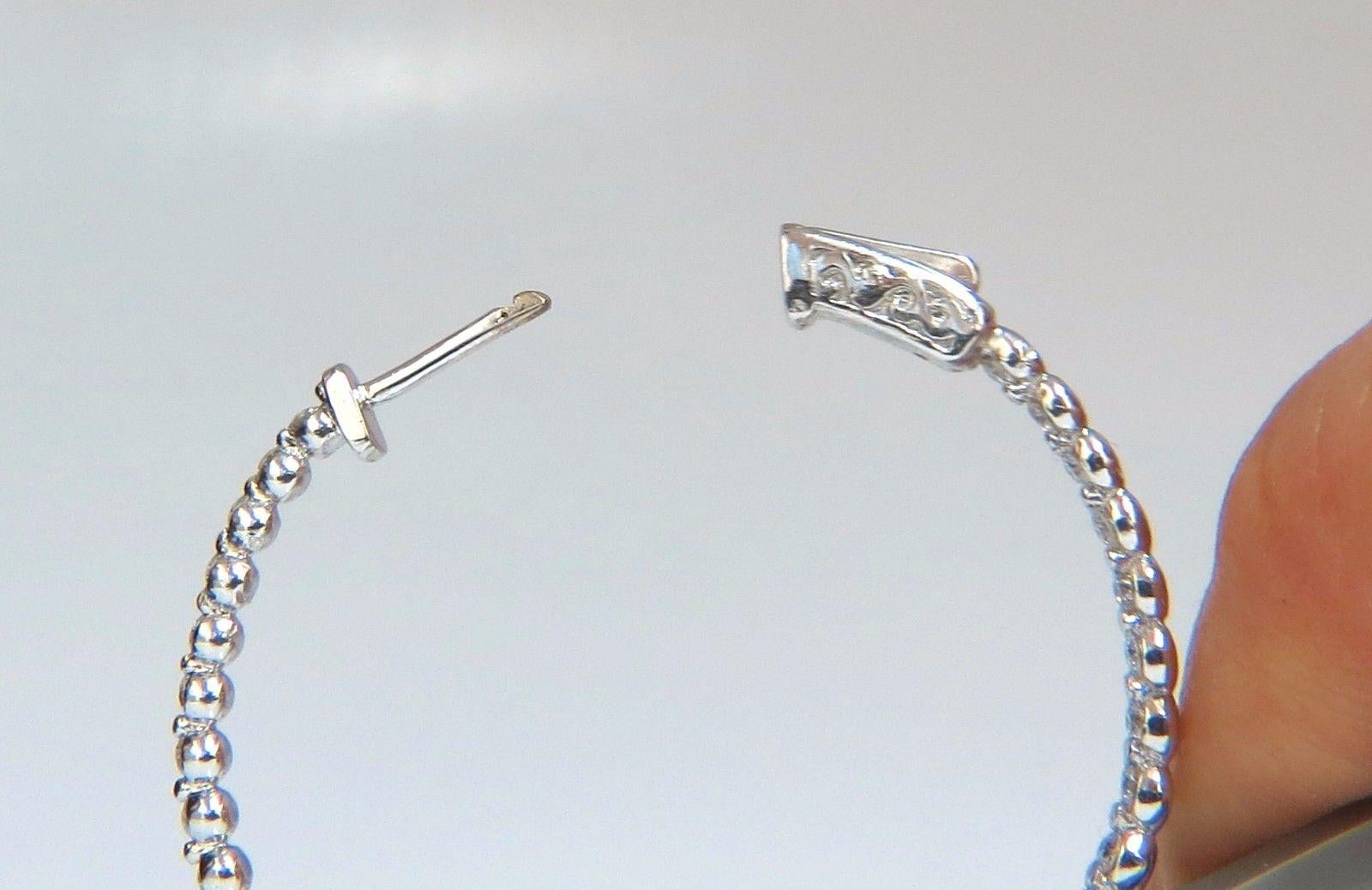 1.40 Carat Natural Diamonds Inside Out Hoop Earrings 14 Karat Button Press 2