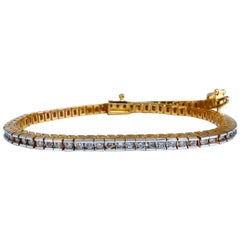 Bracelet tennis classique en or 14 carats avec diamants naturels de 1,40 carat et monture en canal
