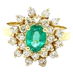 1,40 Karat Natürlicher Smaragd Diamant 14 Karat Gelbgold Verlobungsring