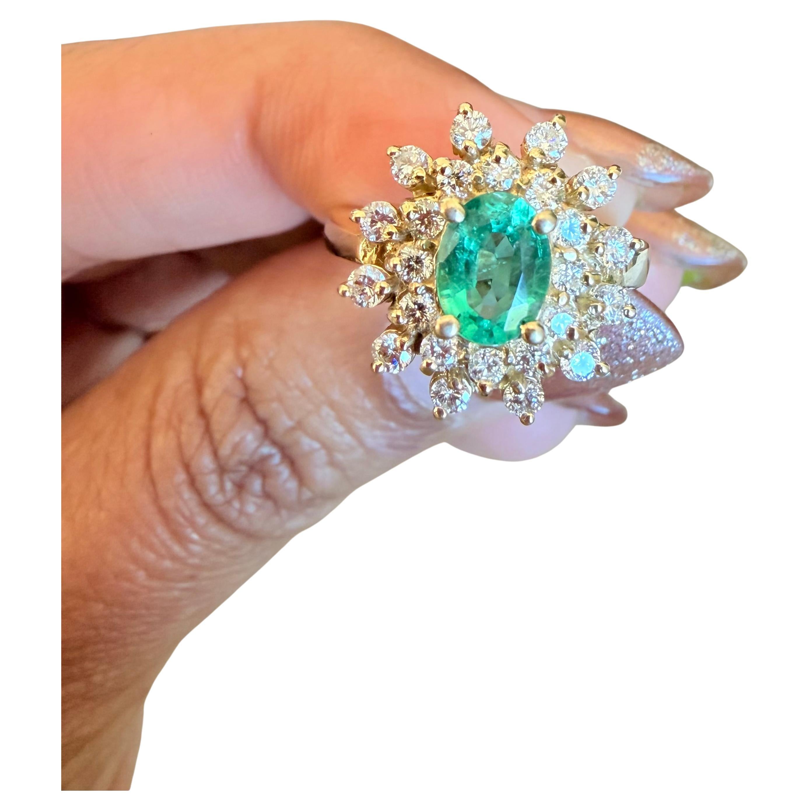 1.40 Carat Natural Emerald Diamond 14 Karat Yellow Gold Engagement Ring