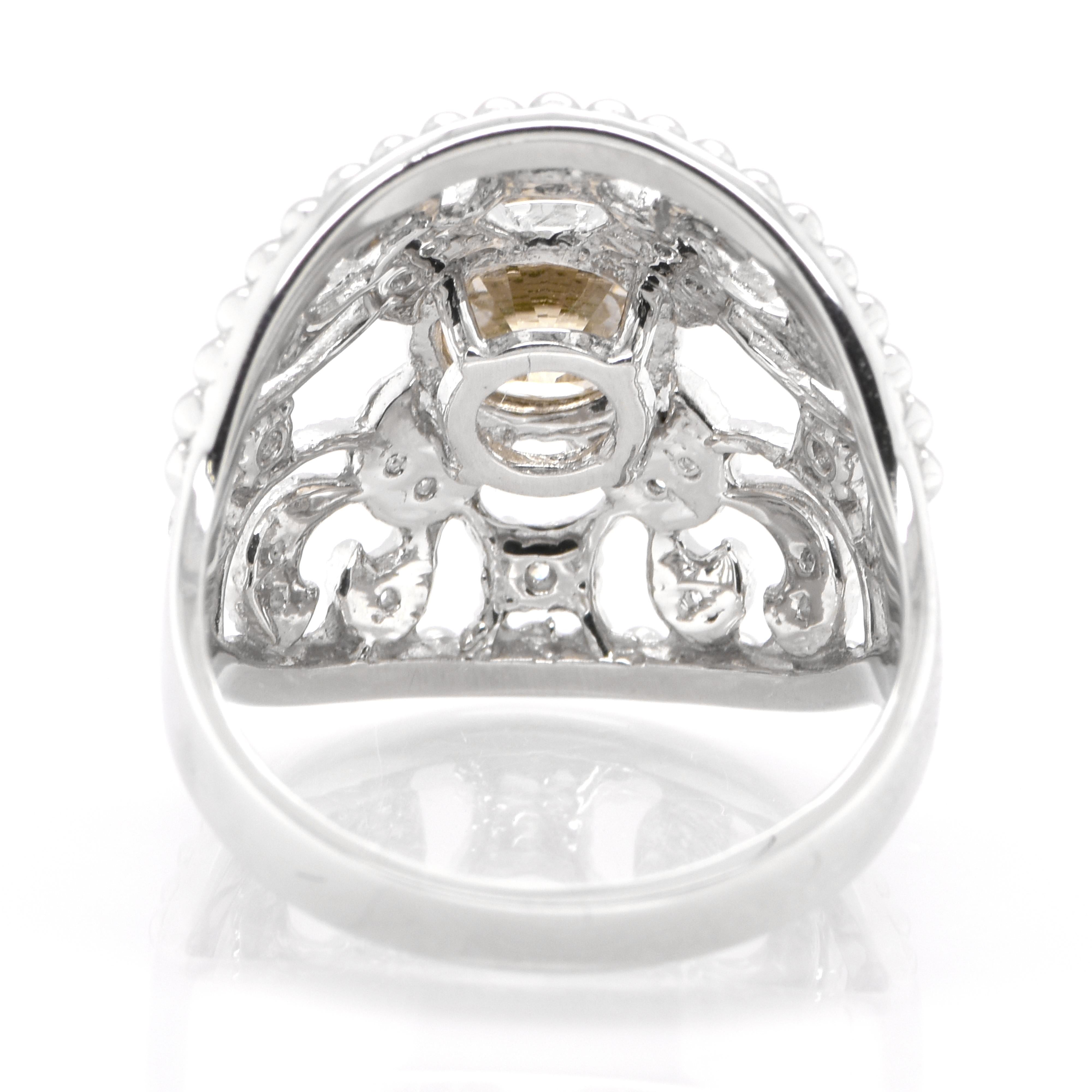 1,40 quilates Anillo de diamantes de fantasía naturales de color marrón claro, naranja y amarillo en Nuevo estado para la venta en Tokyo, JP