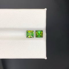 1.40 Carat Natural Loose 2 Piece Green Tourmaline Asscher Cut Afghan Gemstones