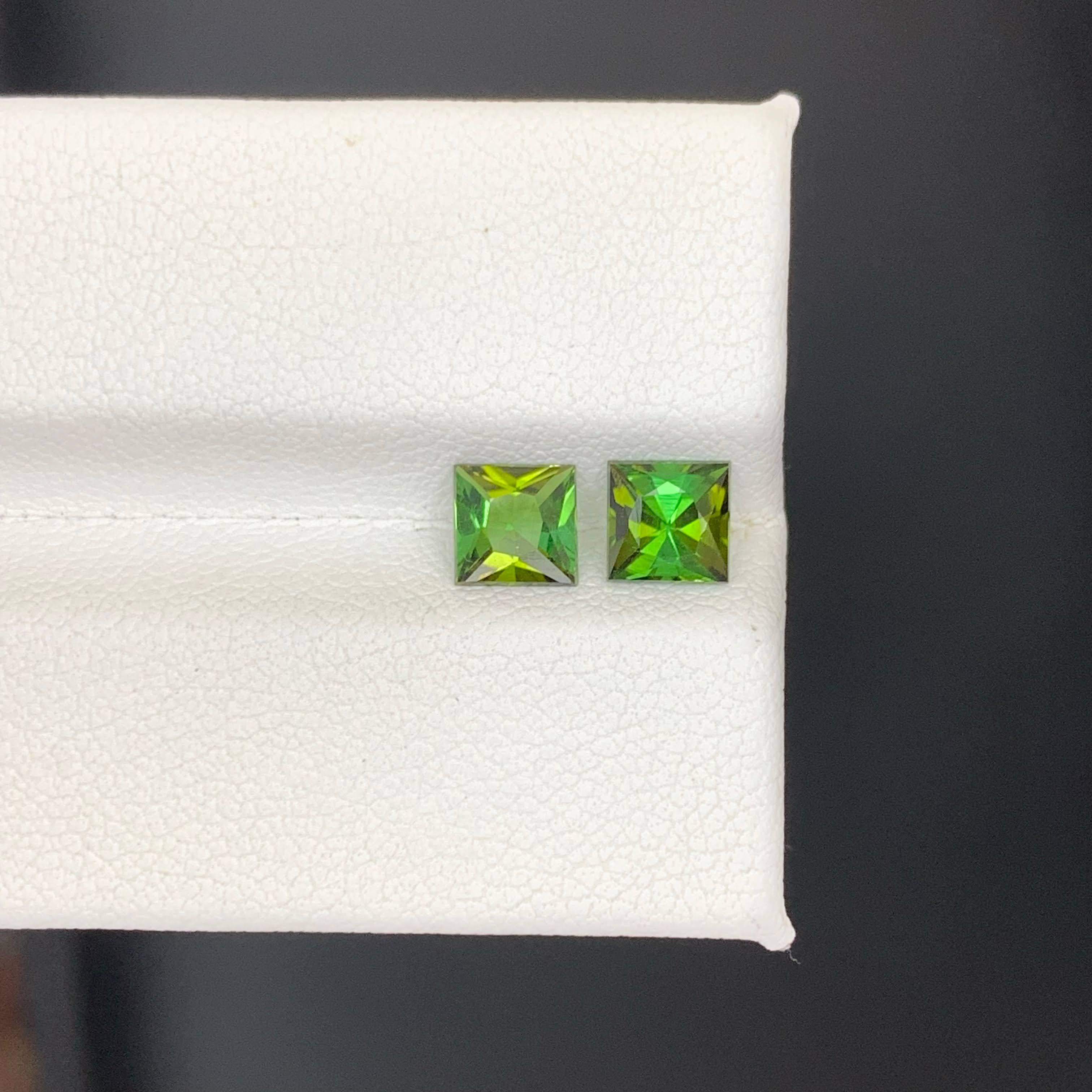Taglio Asscher 1,40 carati naturali sciolti in 2 pezzi di tormalina verde taglio Asscher Gemme afgane in vendita