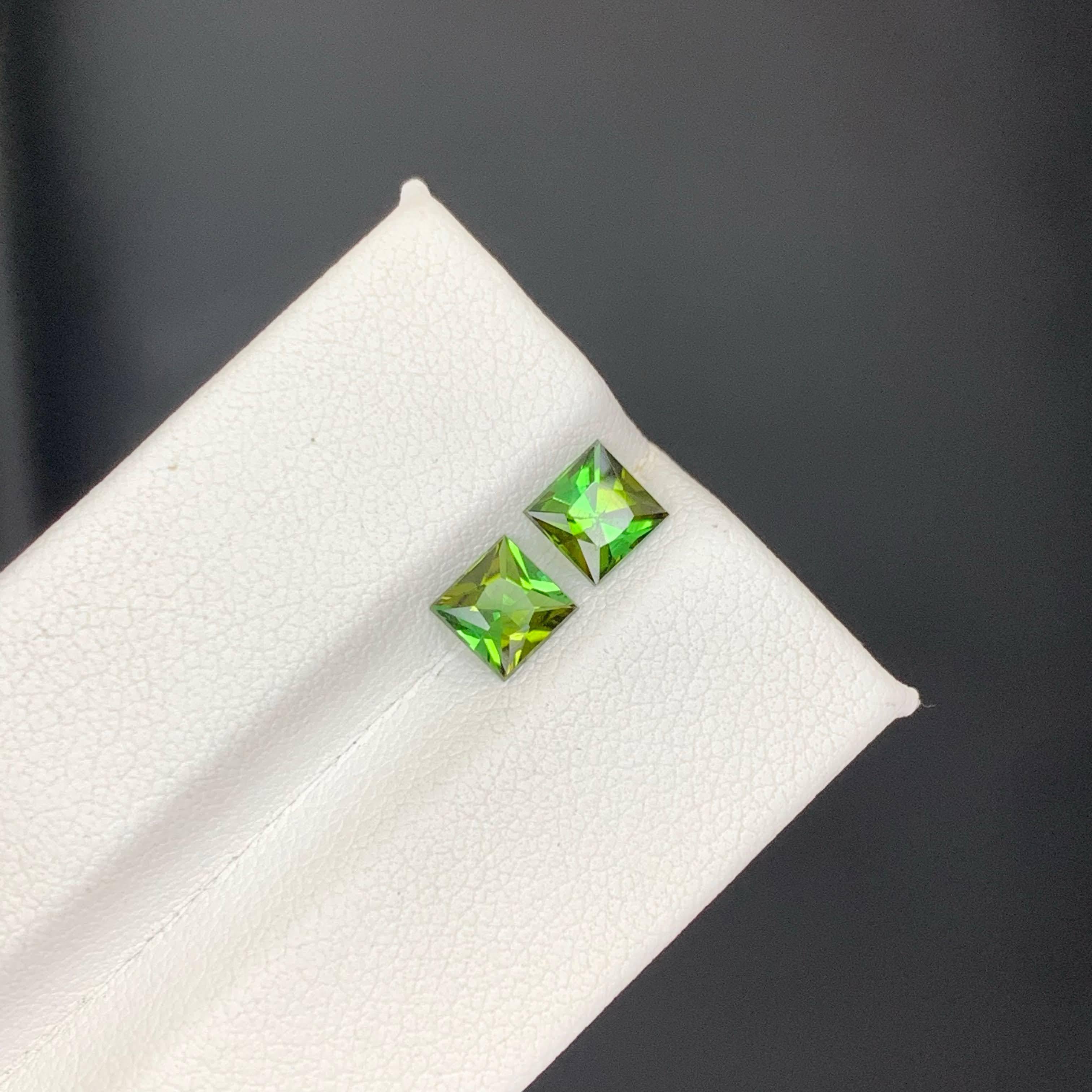 da uomo o donna 1,40 carati naturali sciolti in 2 pezzi di tormalina verde taglio Asscher Gemme afgane in vendita