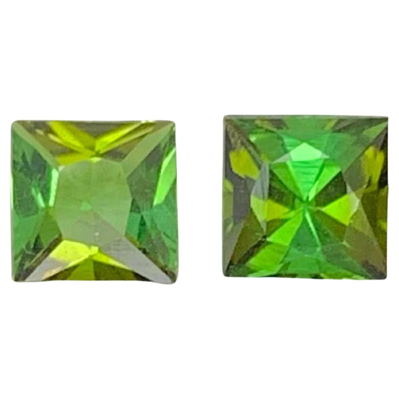 1,40 carati naturali sciolti in 2 pezzi di tormalina verde taglio Asscher Gemme afgane