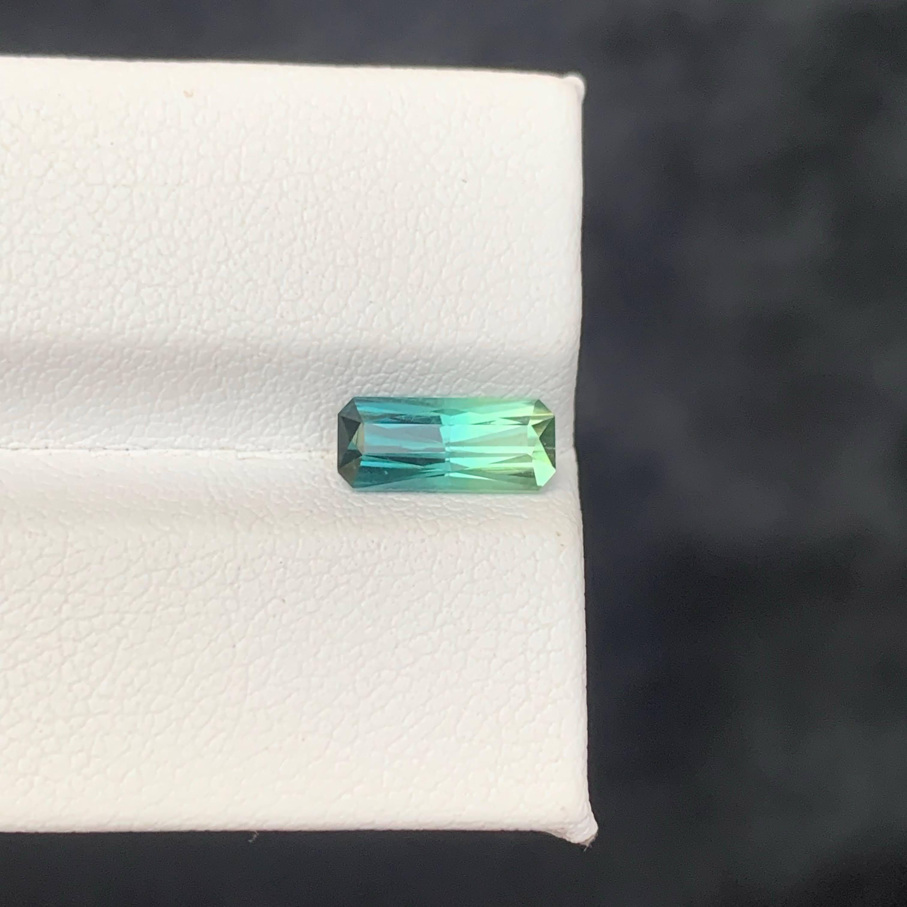 1.40 Carat Natural Loose Bi Color Tourmaline Fancy Emerald Cut Afghan Gemstone For Sale 5