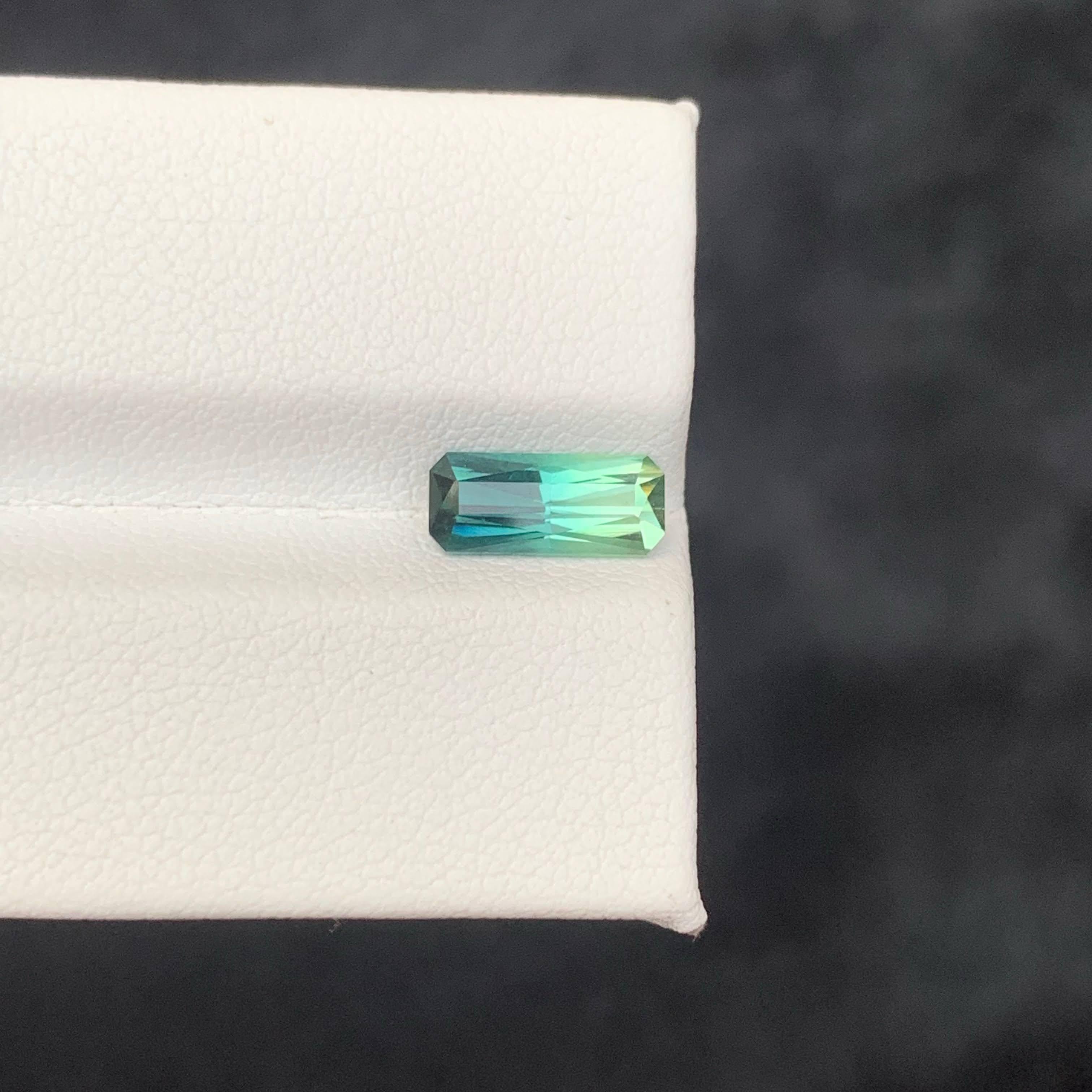 1.40 Carat Natural Loose Bi Color Tourmaline Fancy Emerald Cut Afghan Gemstone For Sale 6