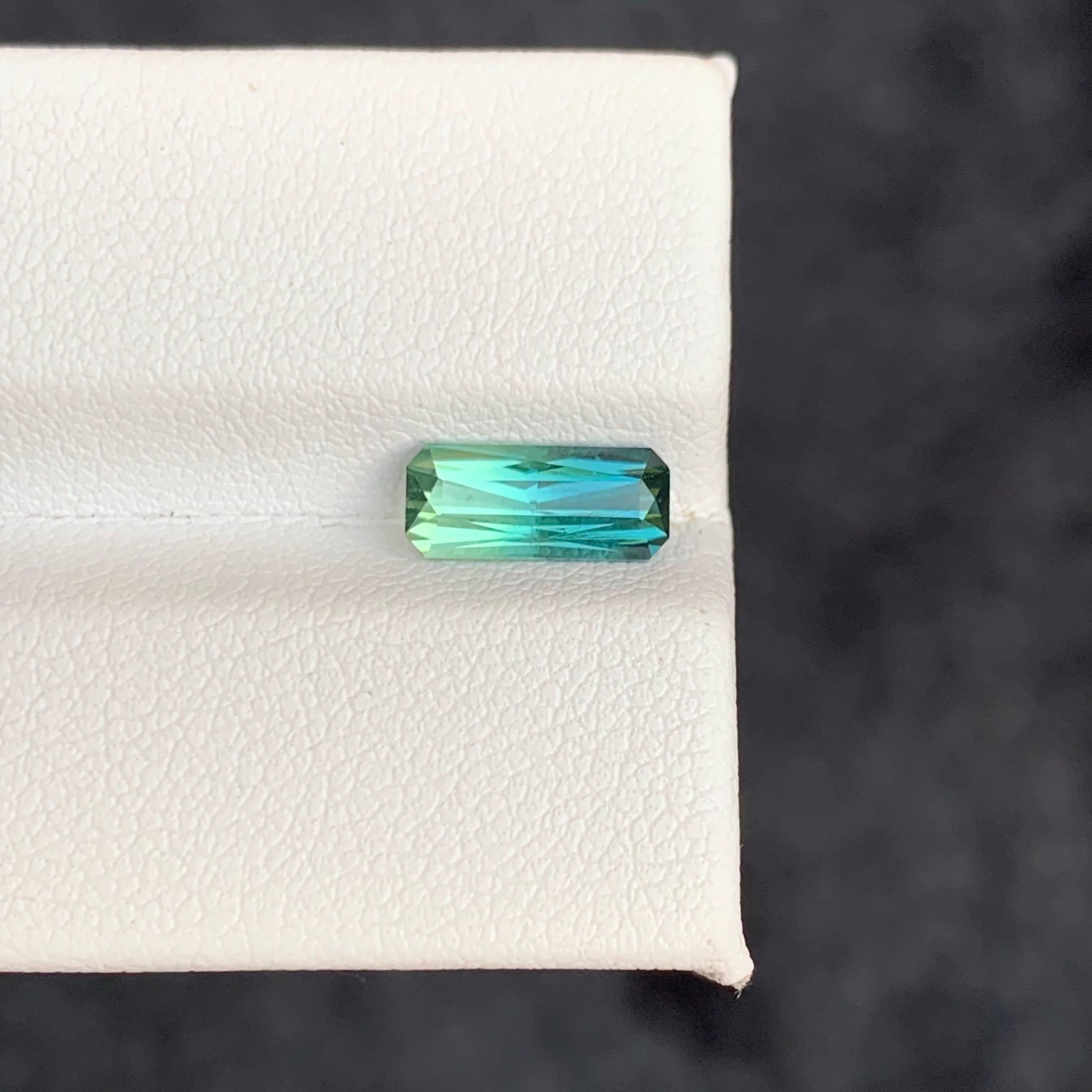 1.40 Carat Natural Loose Bi Color Tourmaline Fancy Emerald Cut Afghan Gemstone For Sale 1