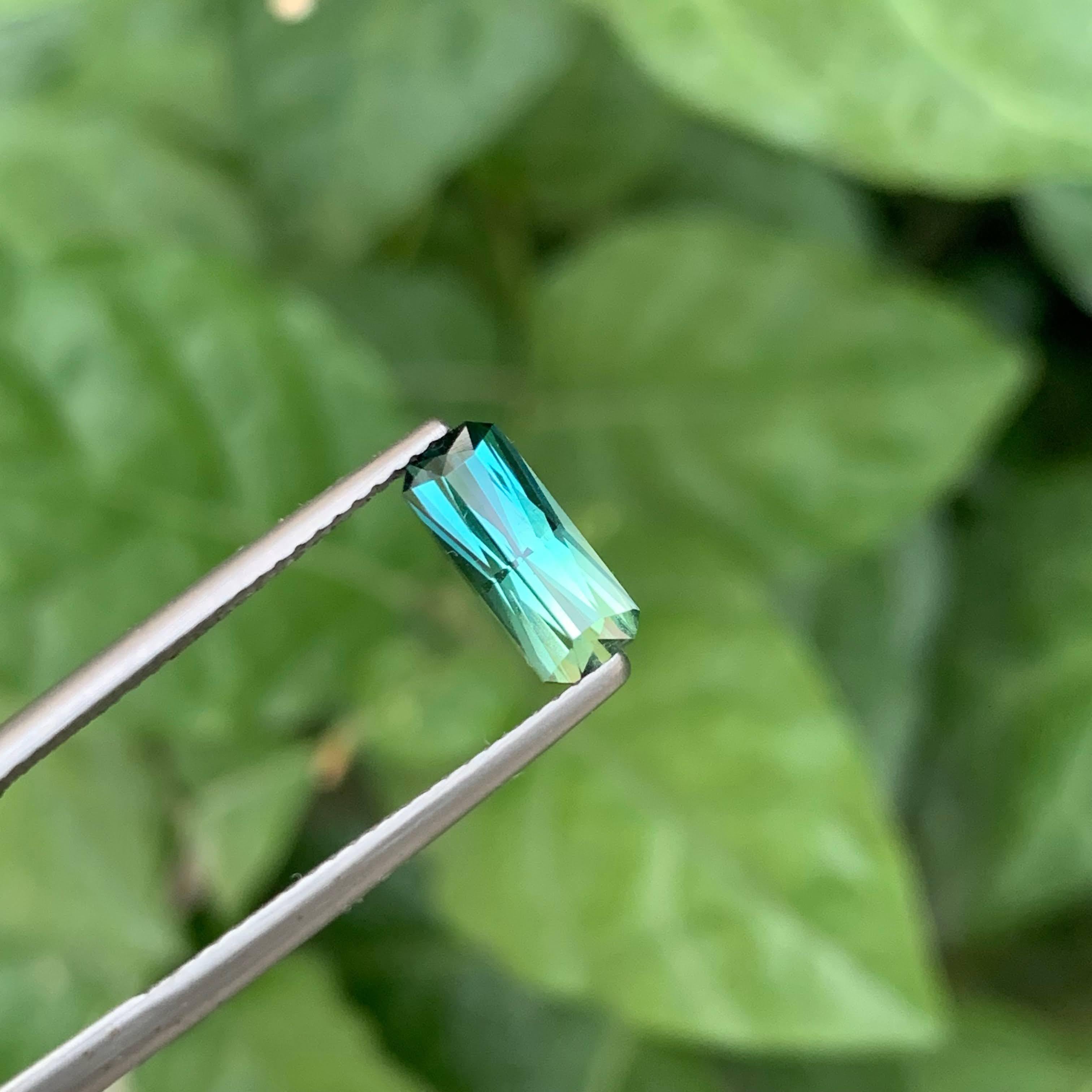 1.40 Carat Natural Loose Bi Color Tourmaline Fancy Emerald Cut Afghan Gemstone For Sale 2