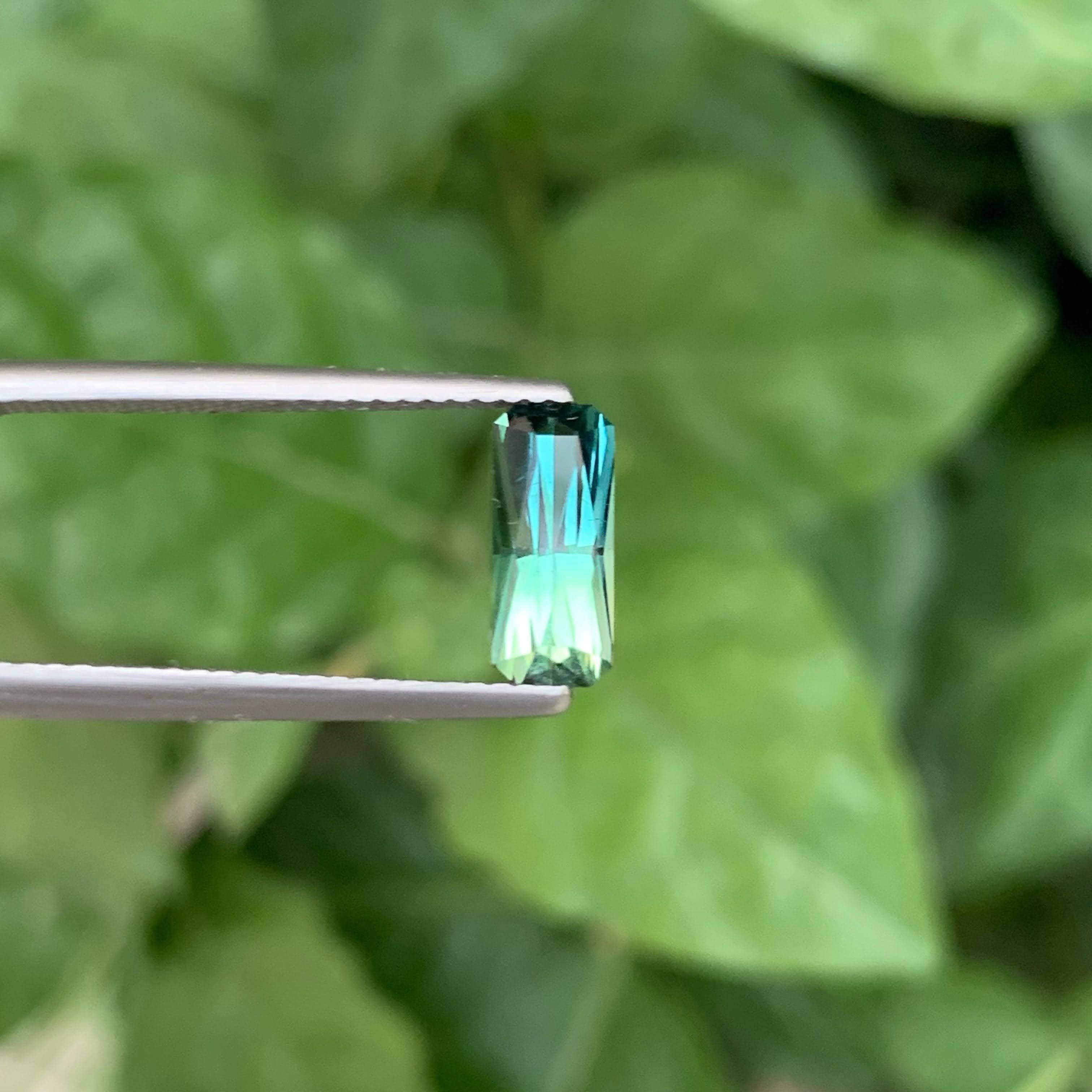 1.40 Carat Natural Loose Bi Color Tourmaline Fancy Emerald Cut Afghan Gemstone For Sale 3