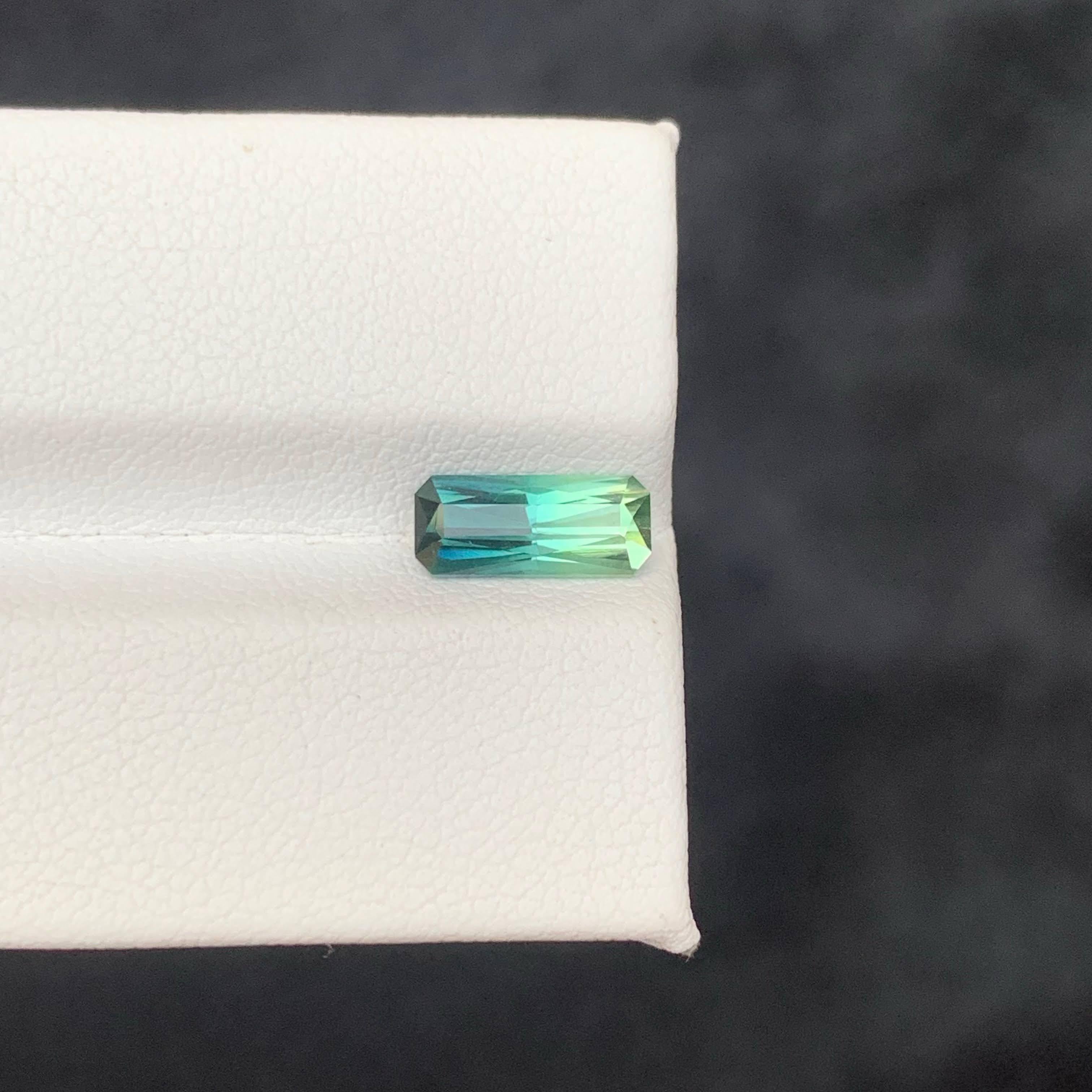 1.40 Carat Natural Loose Bi Color Tourmaline Fancy Emerald Cut Afghan Gemstone For Sale 4
