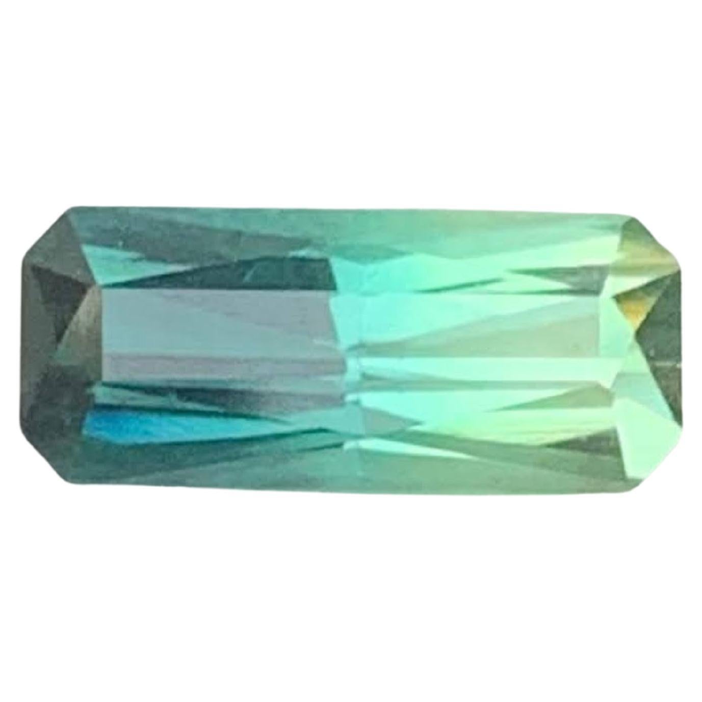 1.40 Carat Natural Loose Bi Color Tourmaline Fancy Emerald Cut Afghan Gemstone For Sale