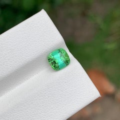 1.40 Carat Natural Loose Bluish Green Tourmaline Cushion Shape Gem For Ring