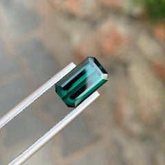 2.90 Carat Natural Loose Dark Green Tourmaline Emerald Shape Gem For Jewellery