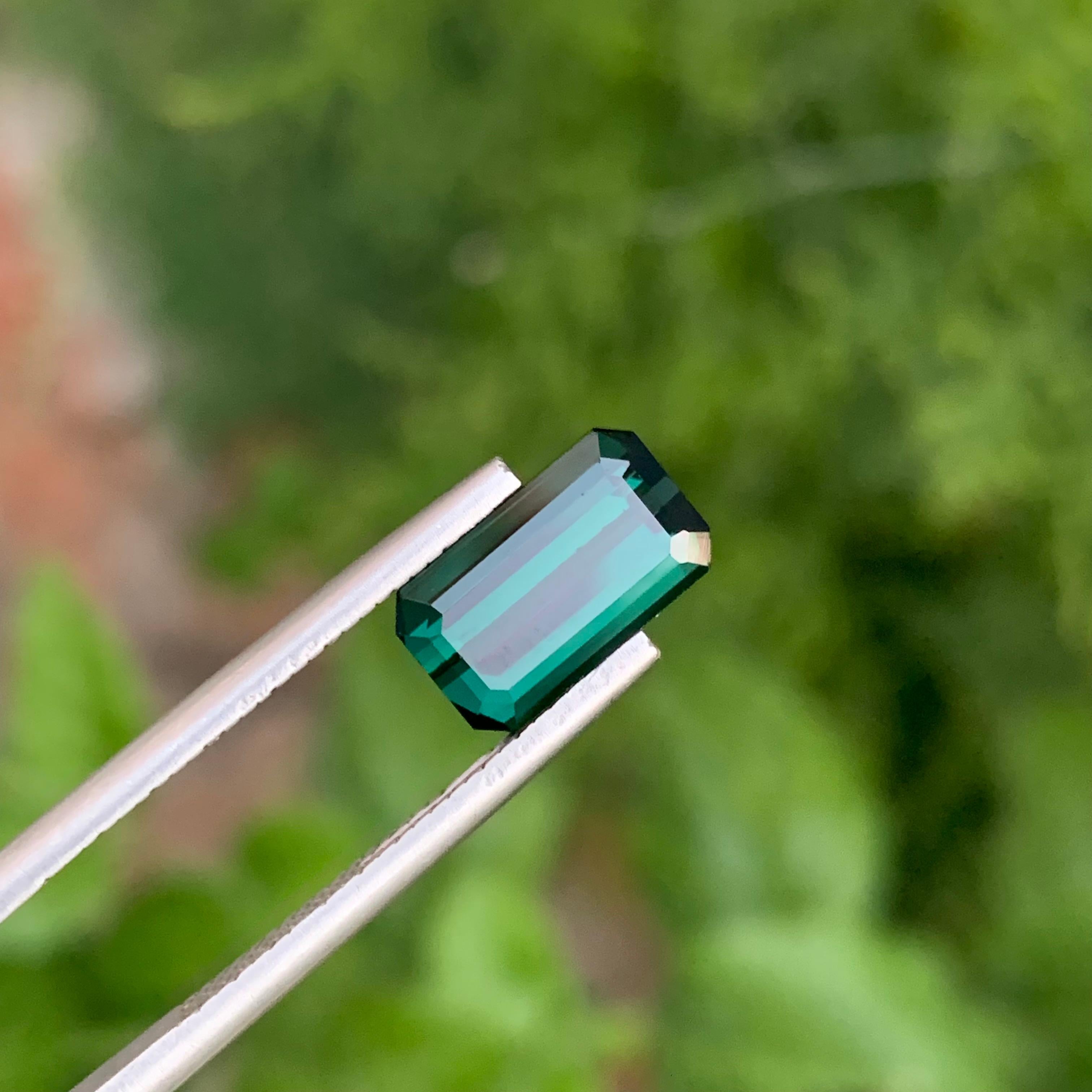 Arts and Crafts 2.90 Carat Natural Loose Dark Green Tourmaline Emerald Shape Gem For Jewellery For Sale